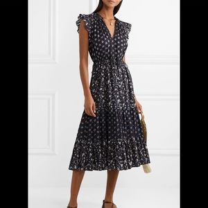 Ulla Johnson Black Cotton Floral Midi Dress sz 2